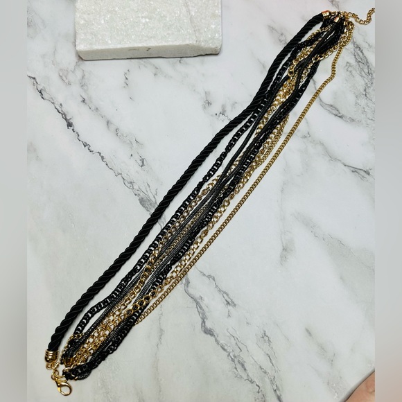 NEW! MIKA Signed Black & Gold Multi Strand Rope & Chain Necklace - Picture 13 of 17